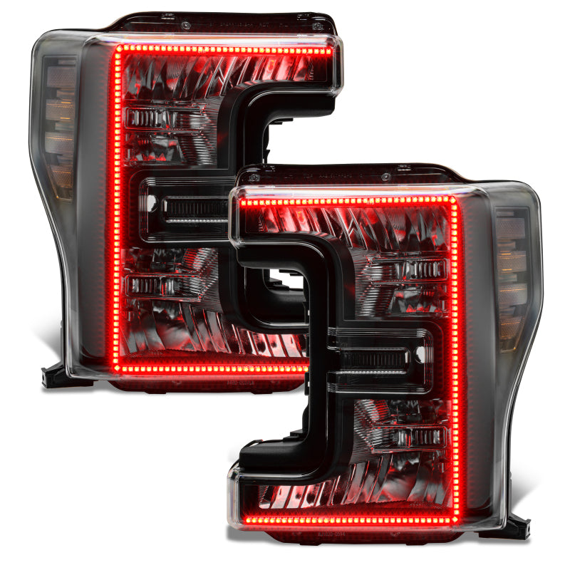 Oracle 17-19 Ford F-250 SD Dynamic Pre-Assembled Headlights - Halogen - Black Edition - ColorSHIFT