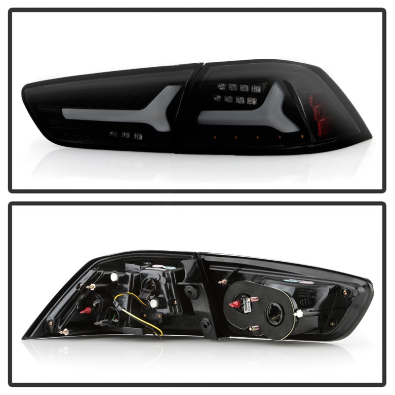 Spyder Mitsubishi Lancer/Evolution X 08-14 V2 LED Tail Lights - Black Smoke ALT-YD-ML08V2-SEQ-BSM SPYDER