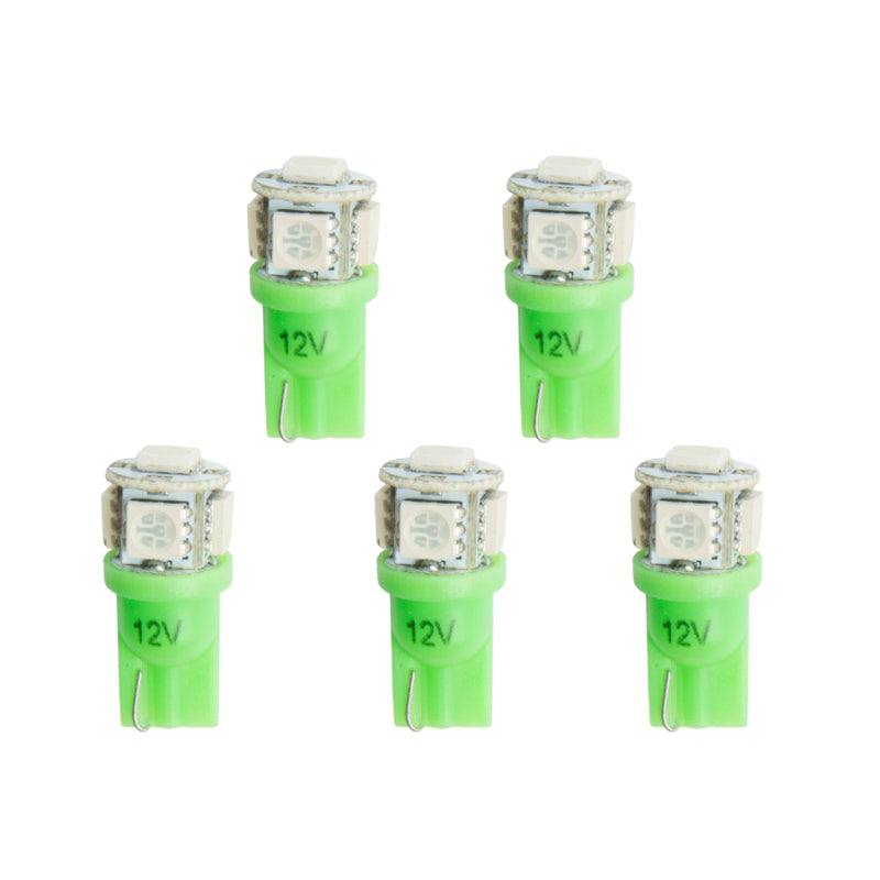 Autometer Green LED Replacement Bulb T3 Wedge - (Pack of 5) 3285-K