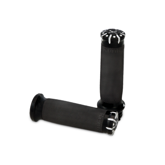 Burly Brand 82-17 H-D Dual Cable Set Hawk Billet Handle Grip Set - Black Machined