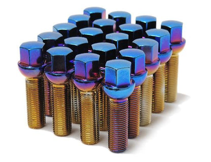Wheel Mate Mevius Lug Bolt Set of 20 - Chrome Neon 12x1.50 27mm Cone 60 DEG TAP