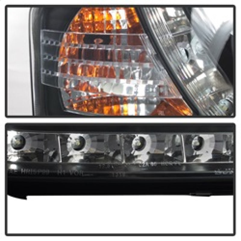Spyder Audi A6 02-04 Projector Headlights Halogen Model Only - DRL Black PRO-YD-ADA601-DRL-BK SPYDER