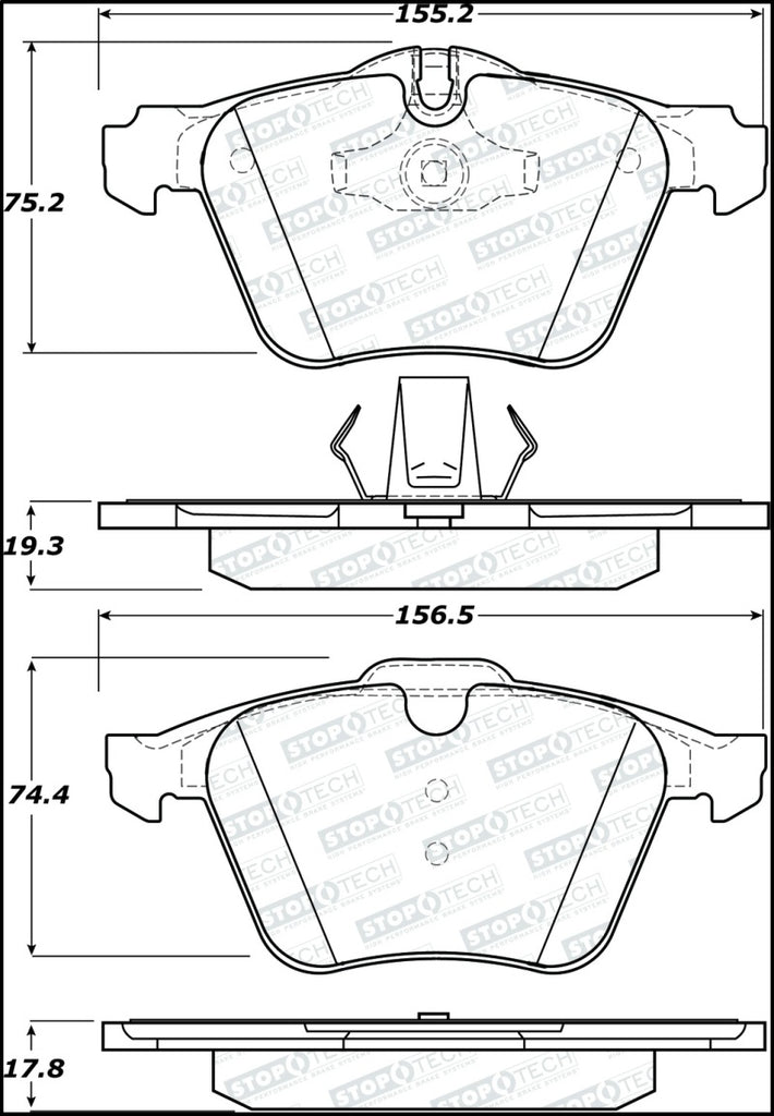 StopTech Premium Ceramic Front Brake Pads - 308.12402