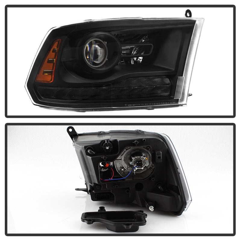 xTune Dodge Ram 13-17 ( w/ Factory Projector LED) Projector Headlight - Black HD-JH-DR13-P-BK SPYDER