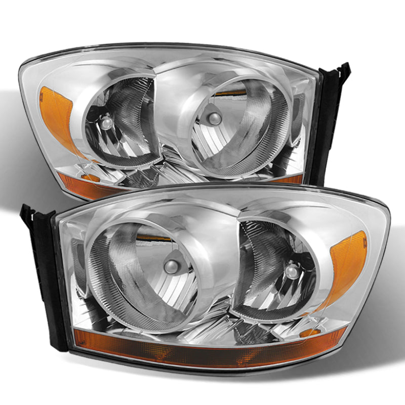 Xtune Dodge Ram 06-08 w/ Chrome Bezel & Amber Bar Headlights Chrome HD-JH-DRAM06-AM-C SPYDER