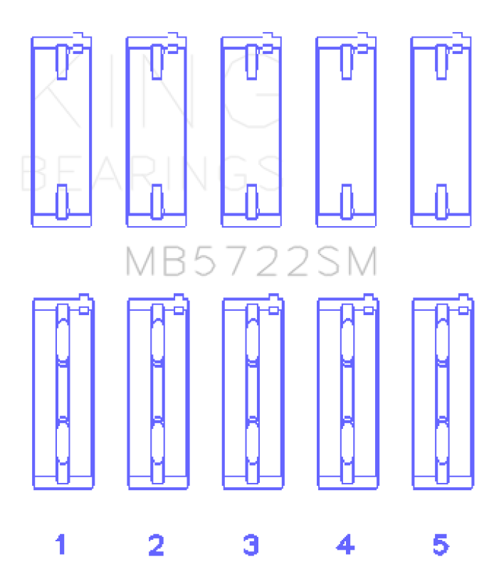 King Engine Bearings Mitsubishi 4B11T Turbo Evo X/2007-> (Size +0.50mm) Main Bearing Set