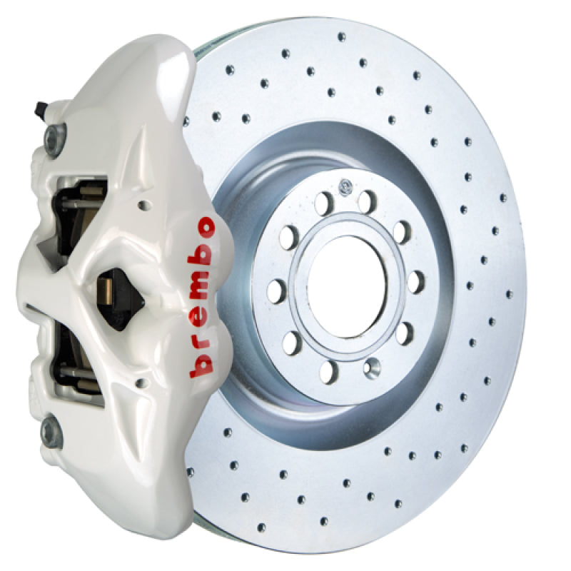 Brembo 14-20 A3 Front GT BBK 4 Piston Cast 345x30 1pc Rotor Drilled-White Brembo