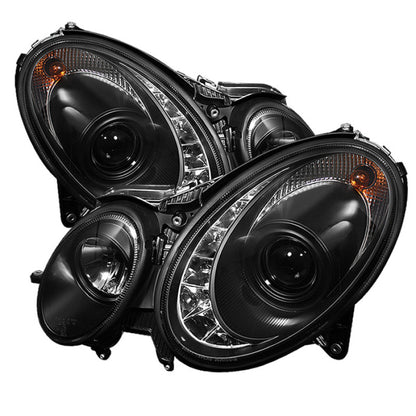 Spyder Mercedes Benz E-Class 03-06 Projector Halogen Model- DRL- Blk PRO-YD-MBW21103-DRL-BK SPYDER