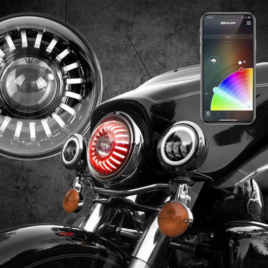 XKGlow 7" RGB LED Harley Headlight XKchrome Bluetooth App Controlled Kit - Part XK-7IN-HD-KIT