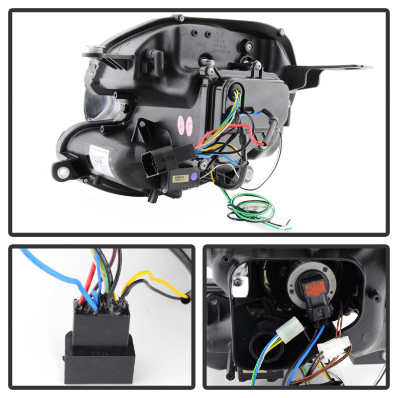 Spyder Mini Cooper 2007-2012 Projector Headlights Halogen Model Only - DRL Black PRO-YD-MC07-DRL-BK SPYDER