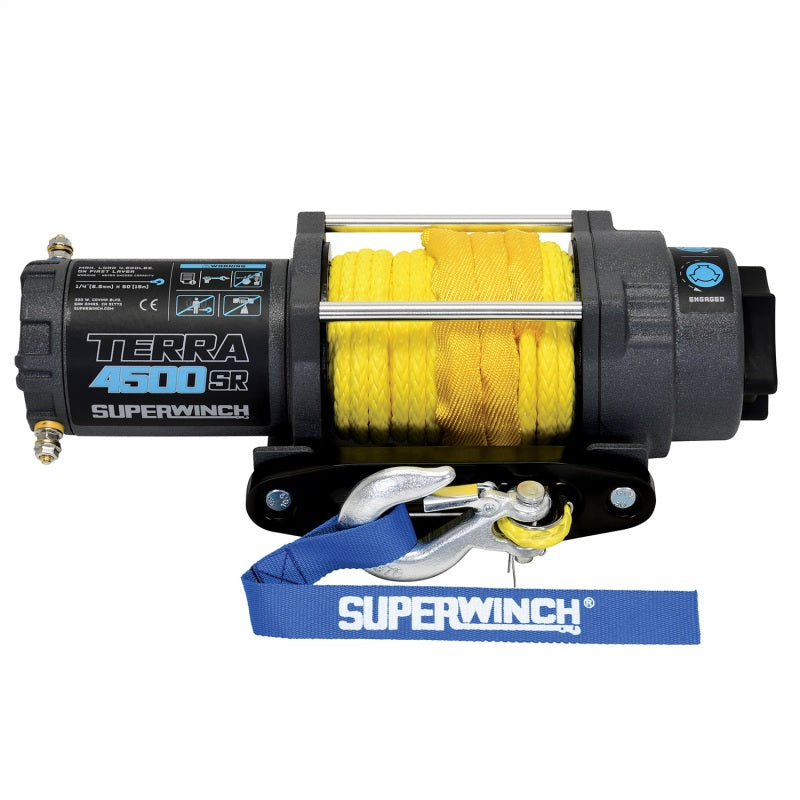 Superwinch 4500 LBS 12V DC 1/4in x 50ft Synthetic Rope Terra 4500SR Winch - Gray Wrinkle Superwinch