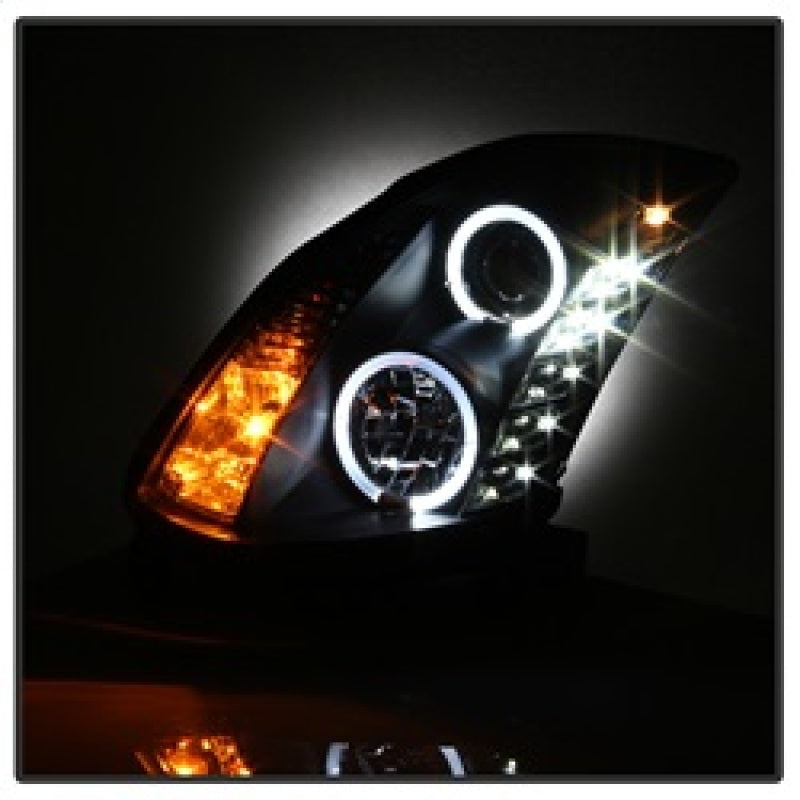 Spyder Infiniti G35 03-07 2DR Projector Halogen - LED Halo DRL Blk High H4 PRO-YD-IG35032D-DRL-BK SPYDER