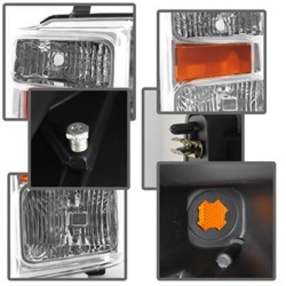 Xtune Ford F250/350/450 Super Duty 08-10 OEM Headlights Chrome HD-JH-FS08-AM-C SPYDER
