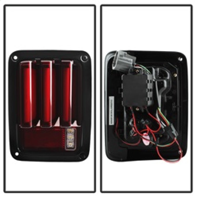 Spyder 07-16 Jeep Wrangler Version 2 Light Bar LED Tail Lights - Red Clear (ALT-YD-JWA07V2-LBLED-RC) SPYDER