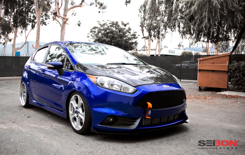 Seibon RS-style carbon fiber hood for 2014-2019 Ford Fiesta - HD14FDFI-RS