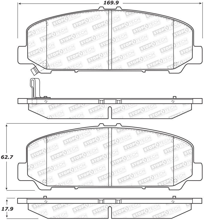 StopTech Premium Ceramic Front Brake Pads - 308.15090 Stoptech