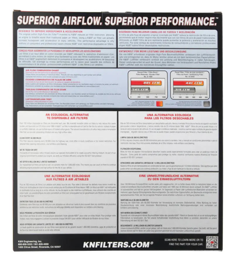 K&N 19 Porsche 911 3.0L H6 F/I Drop In Replacement Air Filter K&N Engineering