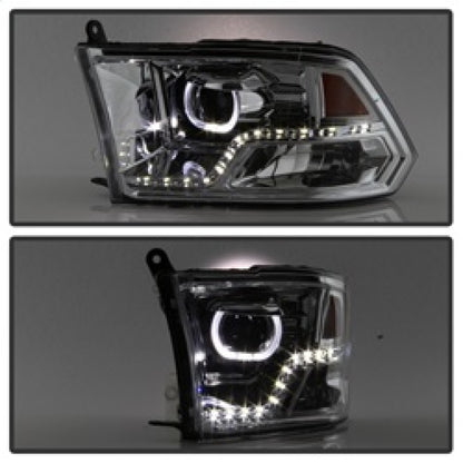 xTune Dodge Ram 2009-2014 Halo LED Projector Headlights - Chrome PRO-JH-DR09-CFB-C SPYDER