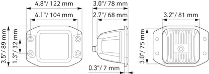 Hella Universal Black Magic 3.2in L.E.D. Cube Kit - Flood Beam (Flush Mount) Hella