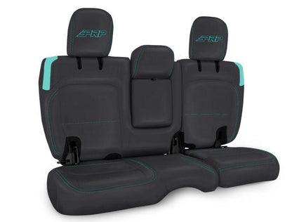 PRP Jeep Wrangler JL Rear Bench CoversU - 4 door with Armrest - Black/Teal B044-09
