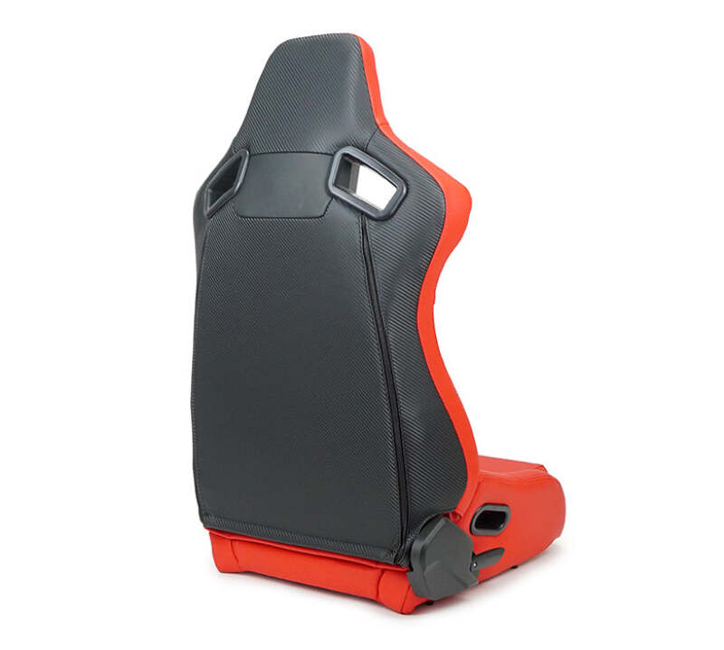 NRG Omega Reclinable Racing Seat (Pair) Red with Black Carbon Vinyl Back - RSC-750RD/BK L/R
