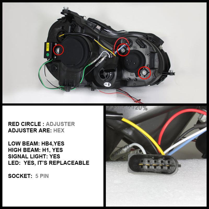 Spyder Mercedes Benz CLK 03-09 Projector Halogen Model- LED Halo DRL Chrm PRO-YD-MBCLK03-DRL-C SPYDER