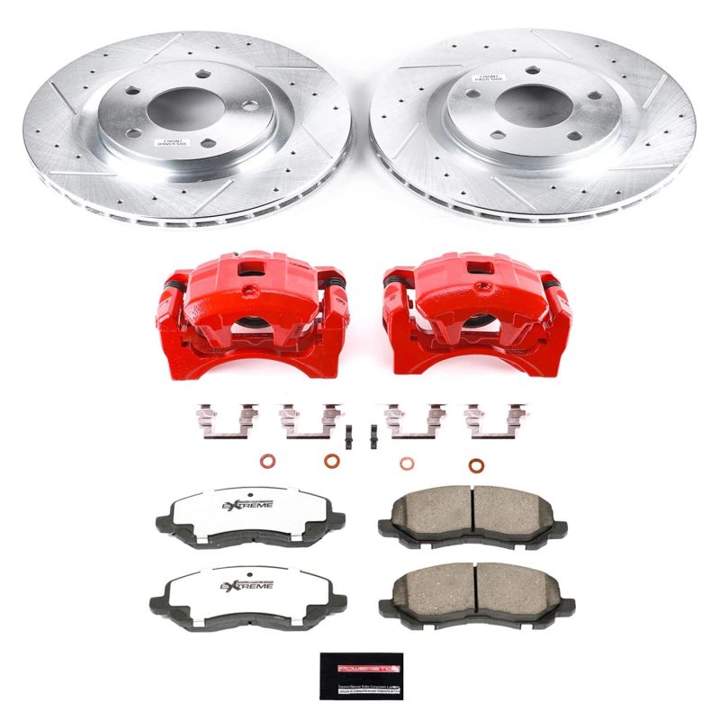 Power Stop 08-16 Mitsubishi Lancer Front Z26 Street Warrior Brake Kit w/Calipers PowerStop