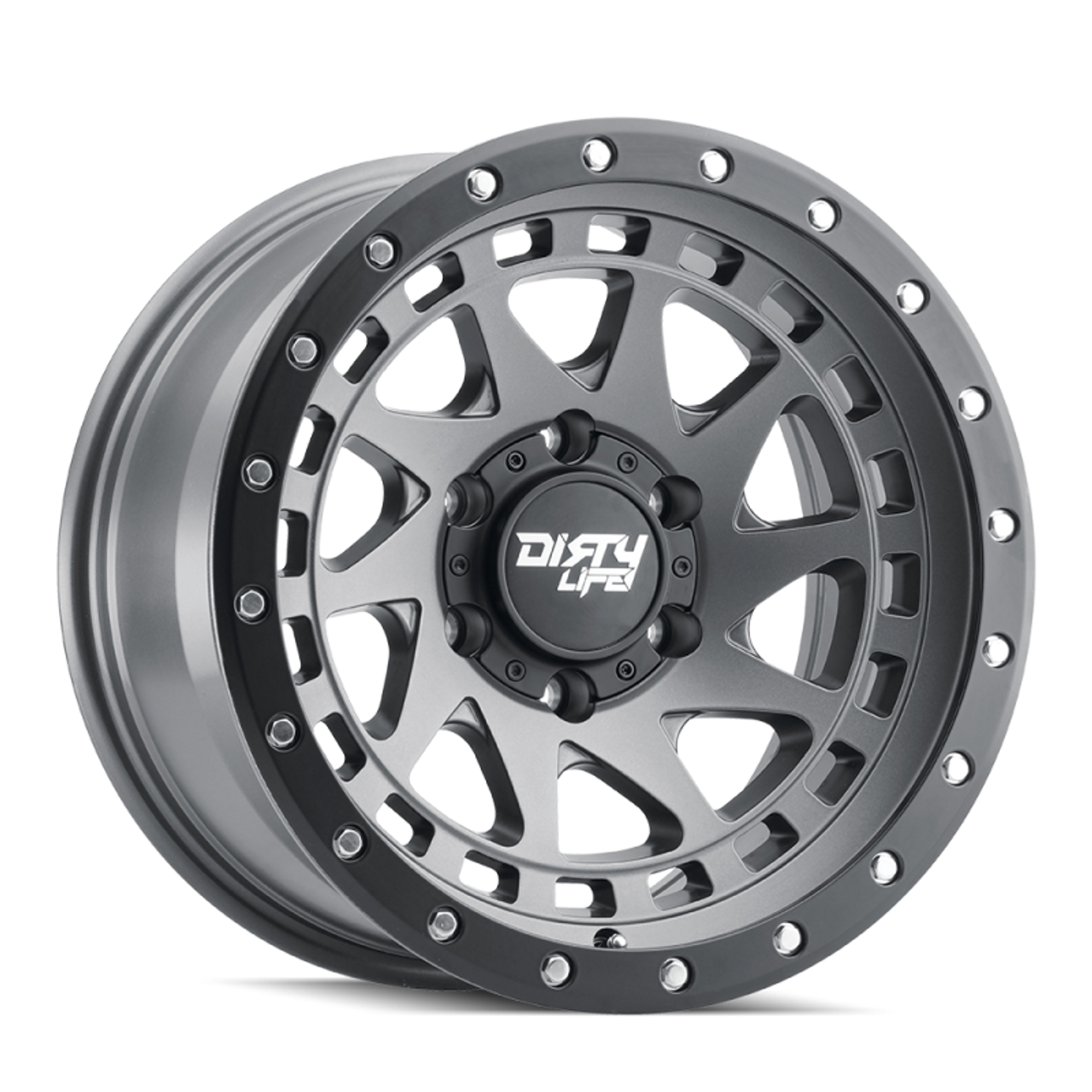 Dirty Life 9305 Theory 17x9/6x139.7 BP/-12mm Offset/106mm Hub Matte Gunmetal Wheel - Beadlock