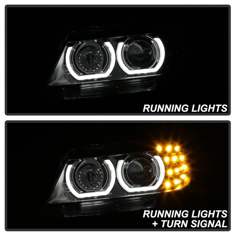 Spyder 09-12 BMW E90 3-Series 4DR HID w/ AFS Only - LED Turn - Black - PRO-YD-BMWE9009-AFSHID-BK SPYDER