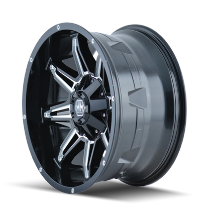 Mayhem 8090 Rampage 20x9 / 8x165.1 BP / 18mm Offset / 130.8mm Hub Gloss Black Milled Wheel