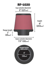 Load image into Gallery viewer, K&amp;N Universal Air Filter 6in Flange ID x 7.5in Base / 5in OD Top x 8in H