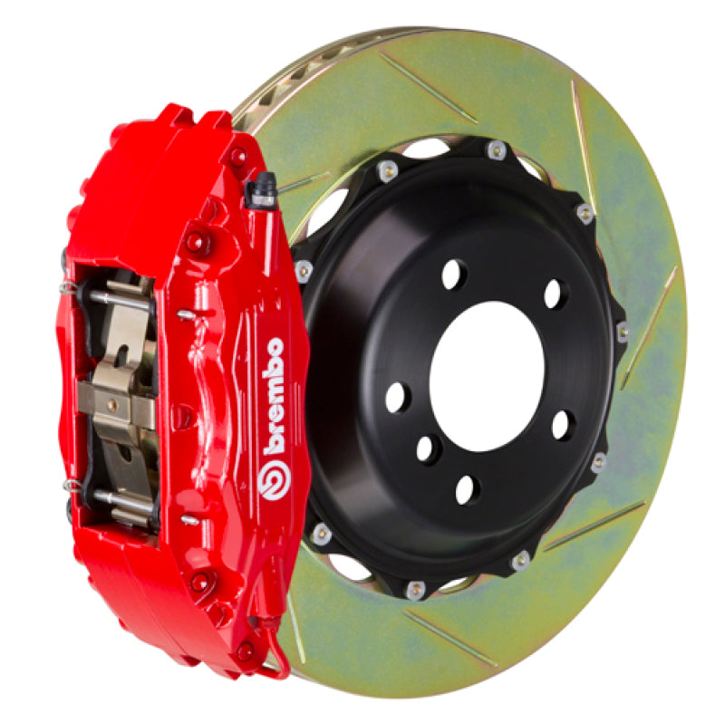 Brembo 89-93 348/94-99 F355 Rear GT BBK 4 Piston Cast 2pc 332x32 2pc Rotor Slotted Type-1-Red Brembo