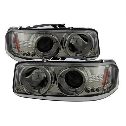 Spyder GMC Sierra 1500/2500/3500 99-06 Projector Headlights LED Halo LED Smoke PRO-YD-CDE00-HL-SMC SPYDER