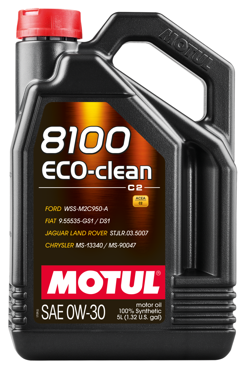 Motul 5L Synthetic Engine Oil 8100 0W30 4x5L ECO-CLEAN  ACEA C2 API SM ST.JLR 03.5007 Motul