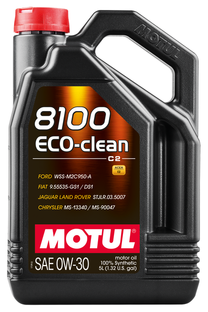 Motul 5L Synthetic Engine Oil 8100 0W30 4x5L ECO-CLEAN  ACEA C2 API SM ST.JLR 03.5007 Motul