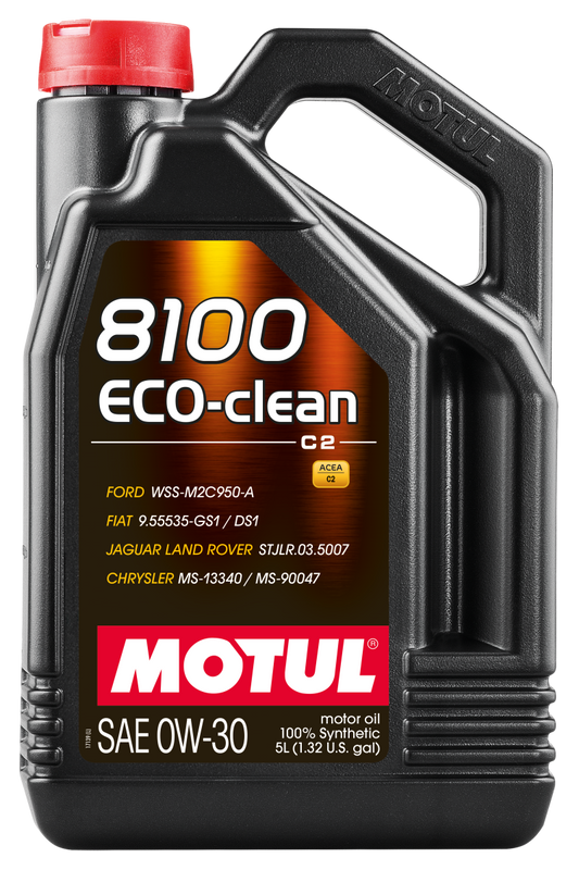 Motul 5L Synthetic Engine Oil 8100 0W30 4x5L ECO-CLEAN  ACEA C2 API SM ST.JLR 03.5007 Motul