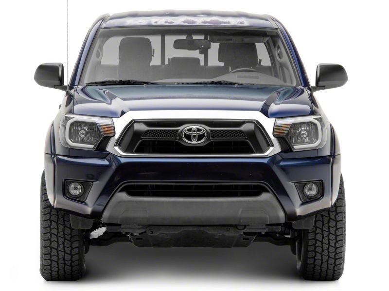 Raxiom 12-15 Toyota Tacoma Axial Series Headlights w/ LED Bar- Blk Housing (Clear Lens)