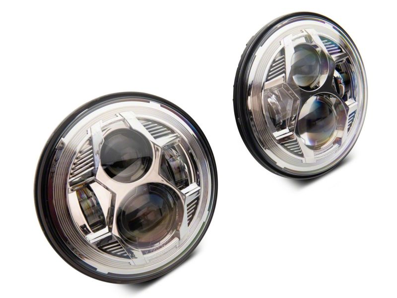 Raxiom 07-18 Jeep Wrangler JK 7-In LED Headlights- Chrome Housing (Clear Lens)