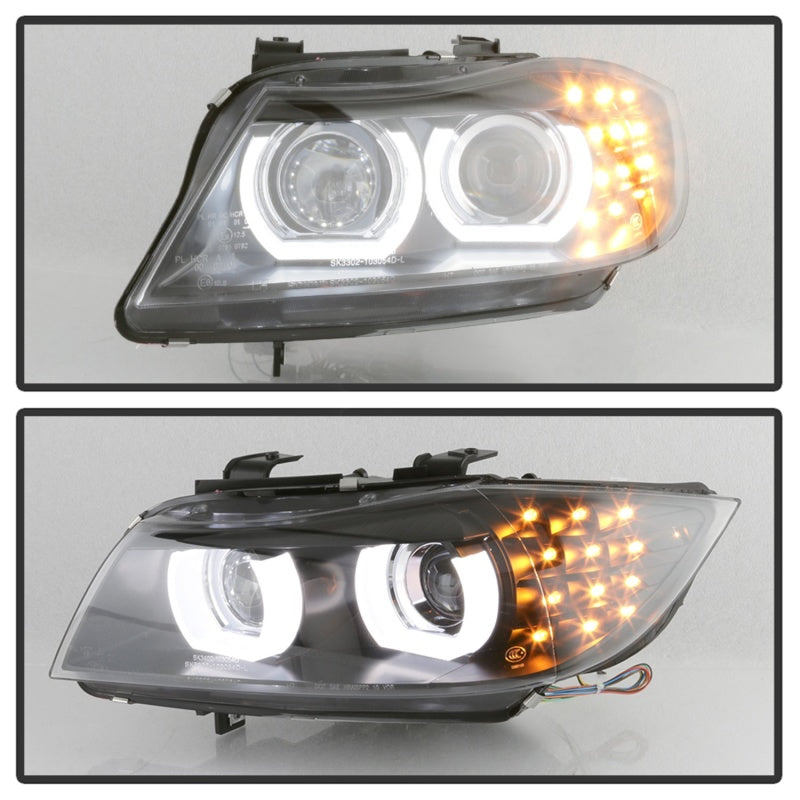 Spyder 09-12 BMW E90 3-Series 4DR HID w/ AFS Only - LED Turn - Black - PRO-YD-BMWE9009-AFSHID-BK SPYDER