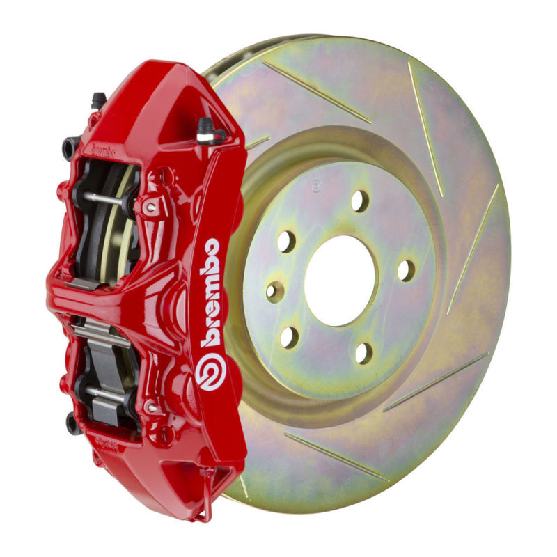 Brembo 05-14 Mustang GT Excl non-ABS Equipped Fr GT BBK 6Pist Cast 355x32 1pc Rtr Slot Type1-Red Brembo