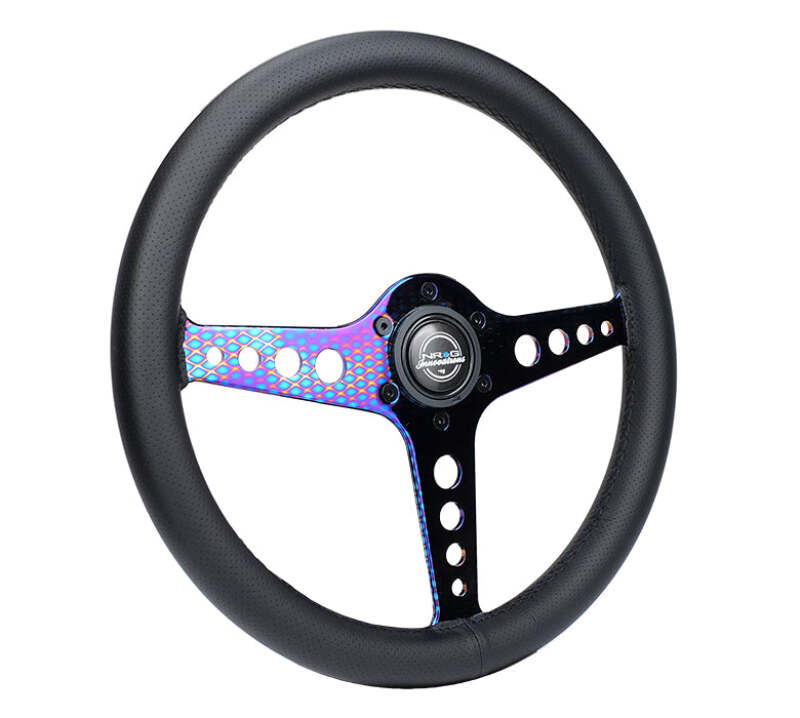 NRG Light Weight Gaming Steering Wheel - Driftz 350mm 3 NeoChrome Spokes Perforated Leather - ST-034MC-PR