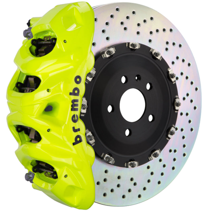 Brembo 18+ RS5 Front GT BBK 6 Piston Cast 405x34 2pc Rotor Drilled- Fluo. Yellow