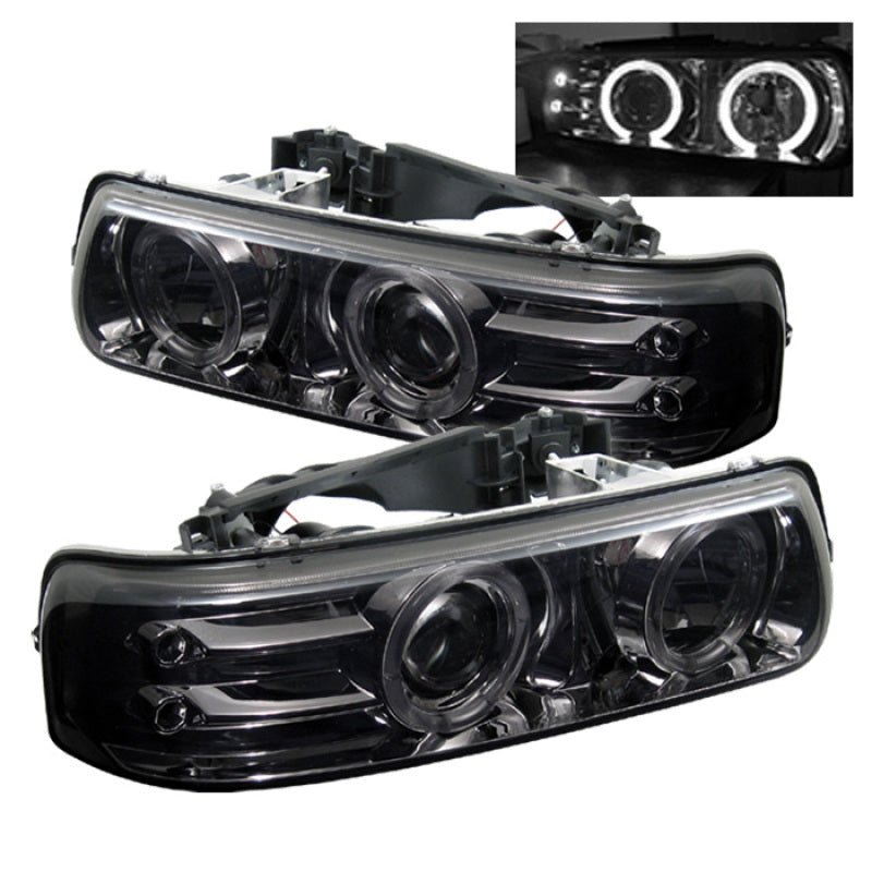 Spyder Chevy Silverado 1500/2500 99-02 Projector Headlights LED Halo LED Smoke PRO-YD-CS99-HL-SMC SPYDER