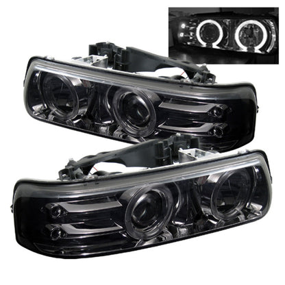 Spyder Chevy Silverado 1500/2500 99-02 Projector Headlights LED Halo LED Smoke PRO-YD-CS99-HL-SMC SPYDER