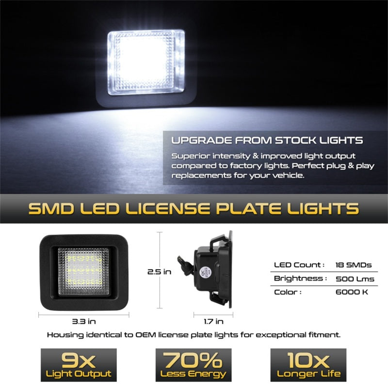 Xtune 05-18 Ford F150 T10 Connector LED License Plate Bulb Assembly White 5500K LAC-LP-FF15015 -Pair SPYDER