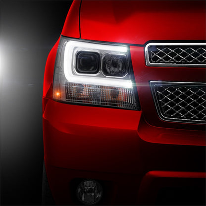 Spyder 07-14 Chevy Suburban/1500/2500/Tahoe V2 Projector Headlights Smoke PRO-YD-CSUB07V2-DRL-SM SPYDER