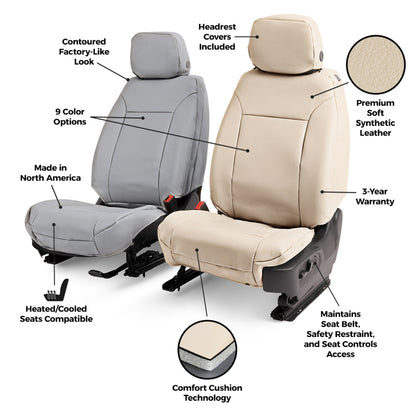 Covercraft 23-26 Ford F250-F550 SD Leatherette PrecisionFit Custom Front Row Seat Covers - Med Grey
