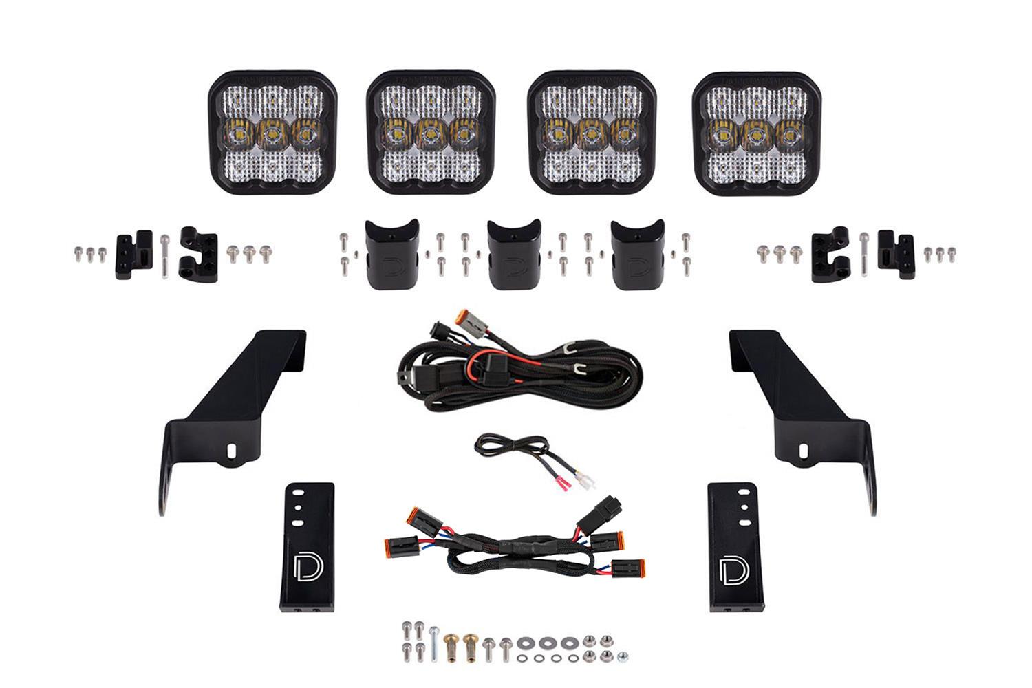 Diode Dynamics DD7268 SS5 Pro white combo CrossLink windshield lightbar kit for Jeep Wrangler JL and Gladiator JT