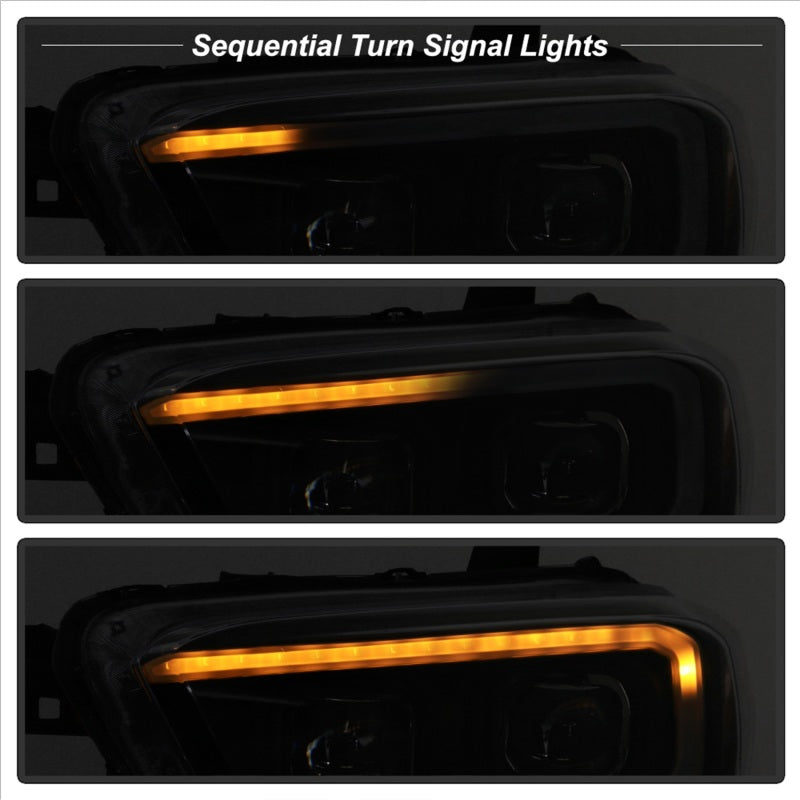 xTune 16-18 Toyota Tacoma SR/SR5 DRL Proj Headlights w/Turn Signal - Blk (PRO-JH-TTA16-SR-BK) SPYDER