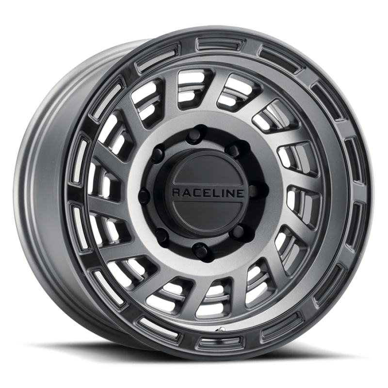 Raceline 957GB Halo 17x9in / 8x170 BP / -12mm Offset / 130.81mm Bore - Gunmetal & Black Lip Wheel